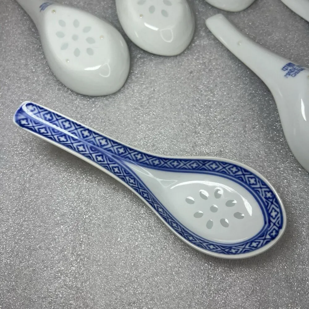 Vintage Japanese Chinese Asian Decor Rice Eyes Soup Spoon 5 1/2